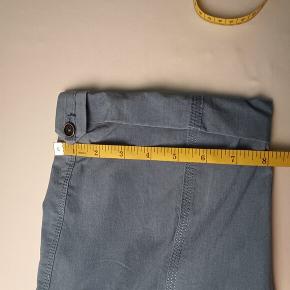 Chico's Cargo Pants Size 12 Roll Tab Hem Crop Comfort Waist Blue Grey Color - Picture 9 of 9